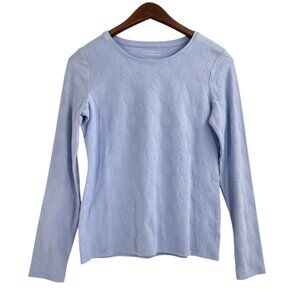 Talbots Blue Polka Dot Long Sleeve Shirt Womens Size XS Preppy Classic Modern